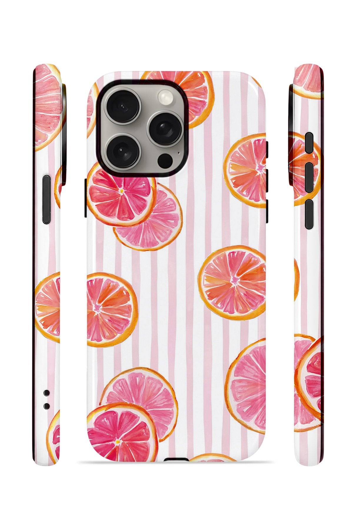 iPhone 15 Pro Vorian Çift Katmanlı Kılıf Pink Grapefruit Garden