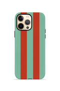 iPhone 12 Pro Max Vorian Çift Katmanlı MagSafe Kılıf Terracotta Mint Stripe