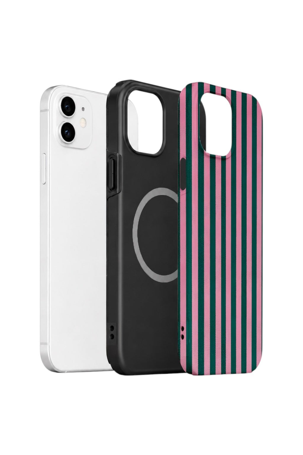 iPhone 11 Vorian Çift Katmanlı MagSafe Kılıf Pink Navy Cabana