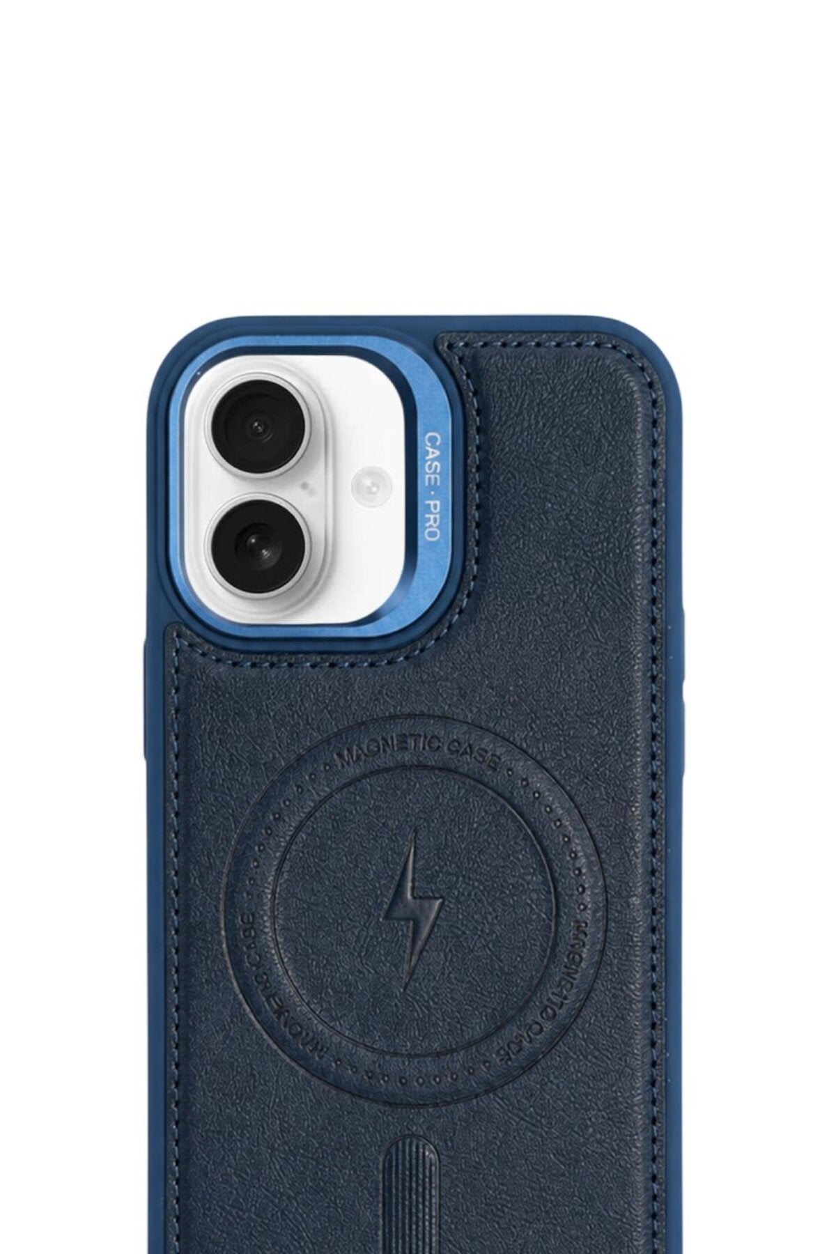 iPhone 17 GripStand MagSafe Deri Kılıf Lacivert