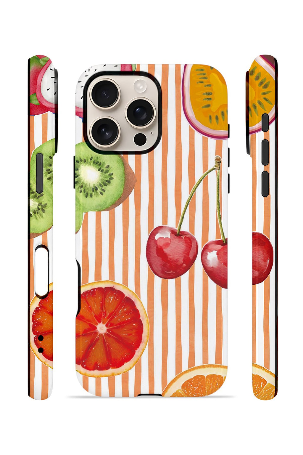 iPhone 16 Pro Max Vorian Çift Katmanlı Kılıf Tutti Frutti Stripe