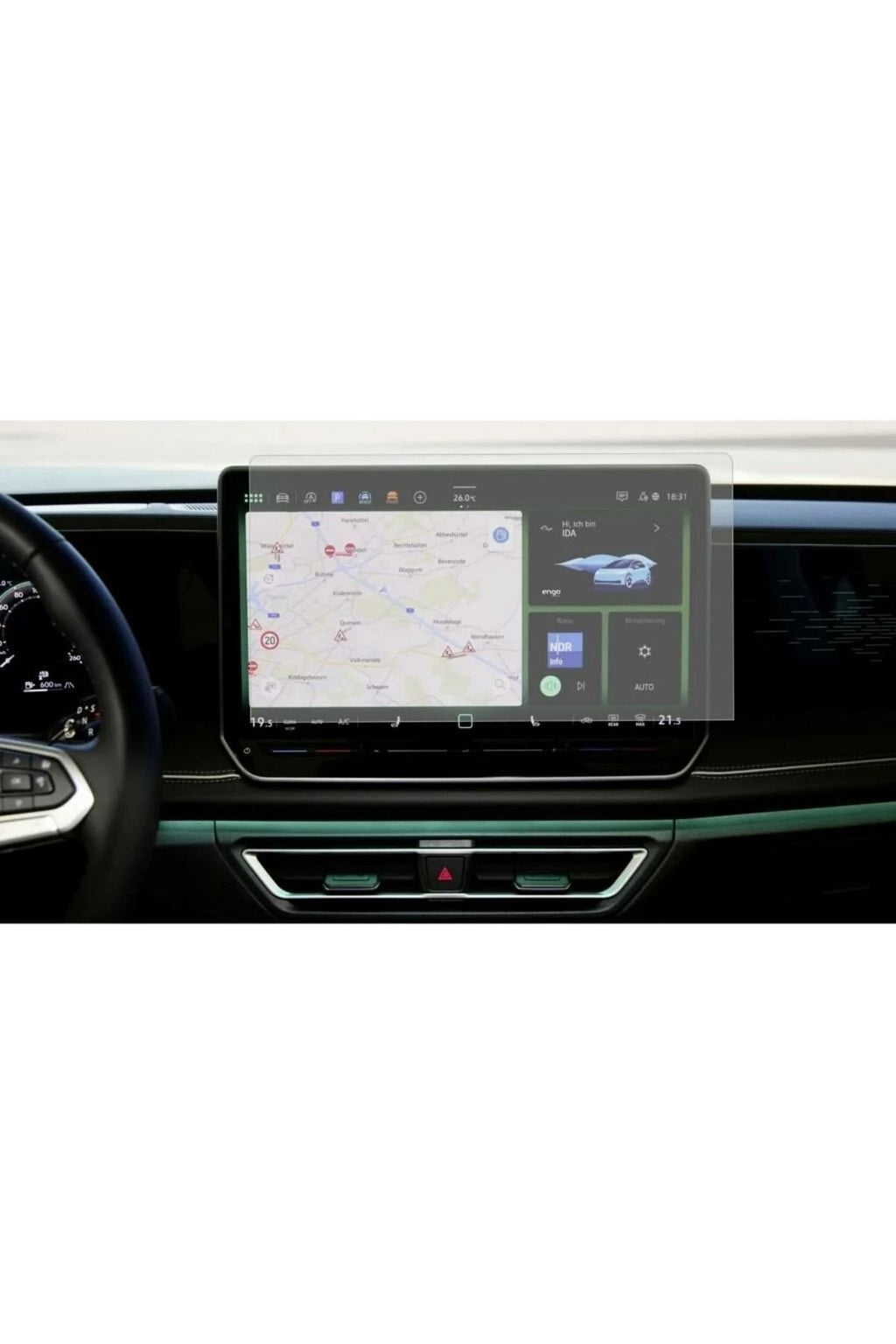 Volkswagen Yeni Golf 12.9 inç Navigasyon Esnek Nano Glass Ekran Koruyucu 2024
