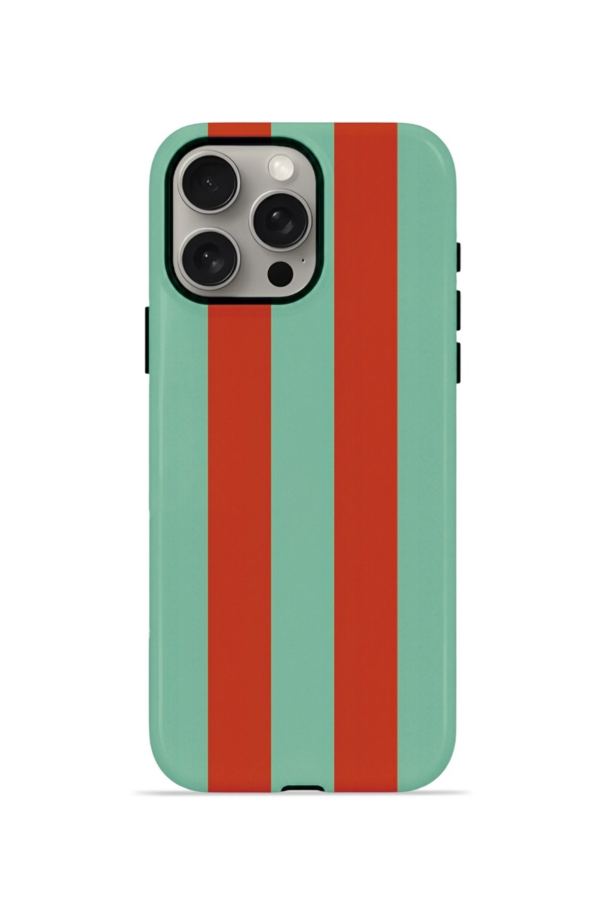 iPhone 15 Pro Vorian Çift Katmanlı Kılıf Terracotta Mint Stripe
