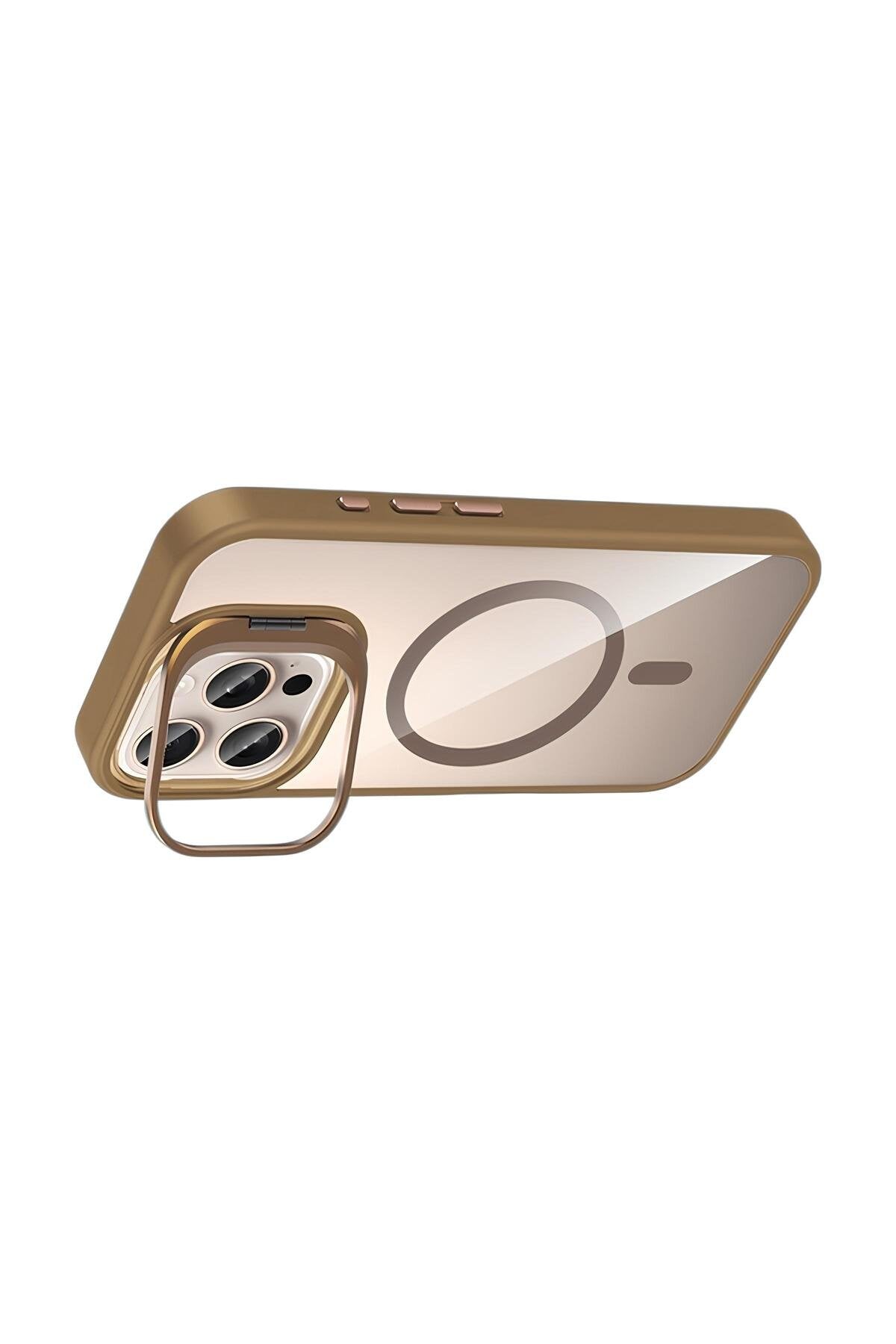 iPhone 14 Pro 6.1" Cyrenn MagSafe Kılıf + Lens Koruyucu Kum Beji