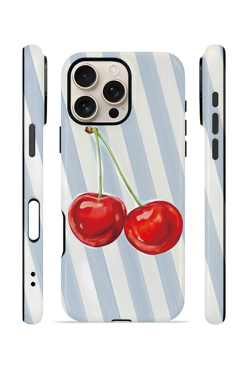 iPhone 16 Pro Max Vorian Çift Katmanlı MagSafe Kılıf Cherry Blue Stripe