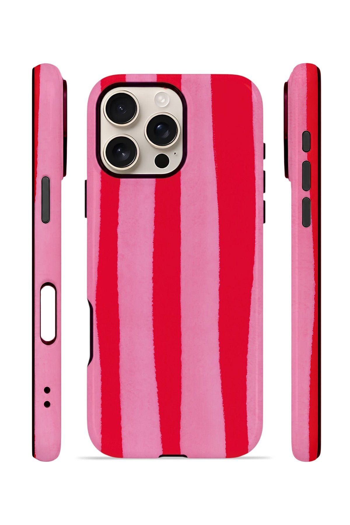 iPhone 16 Pro Vorian Çift Katmanlı Kılıf Raspberry Bold Stripe