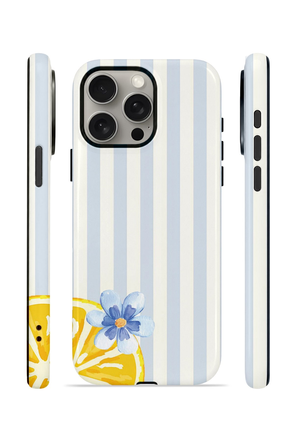 iPhone 15 Pro Max Vorian Çift Katmanlı Kılıf Blue Lemon Blossom