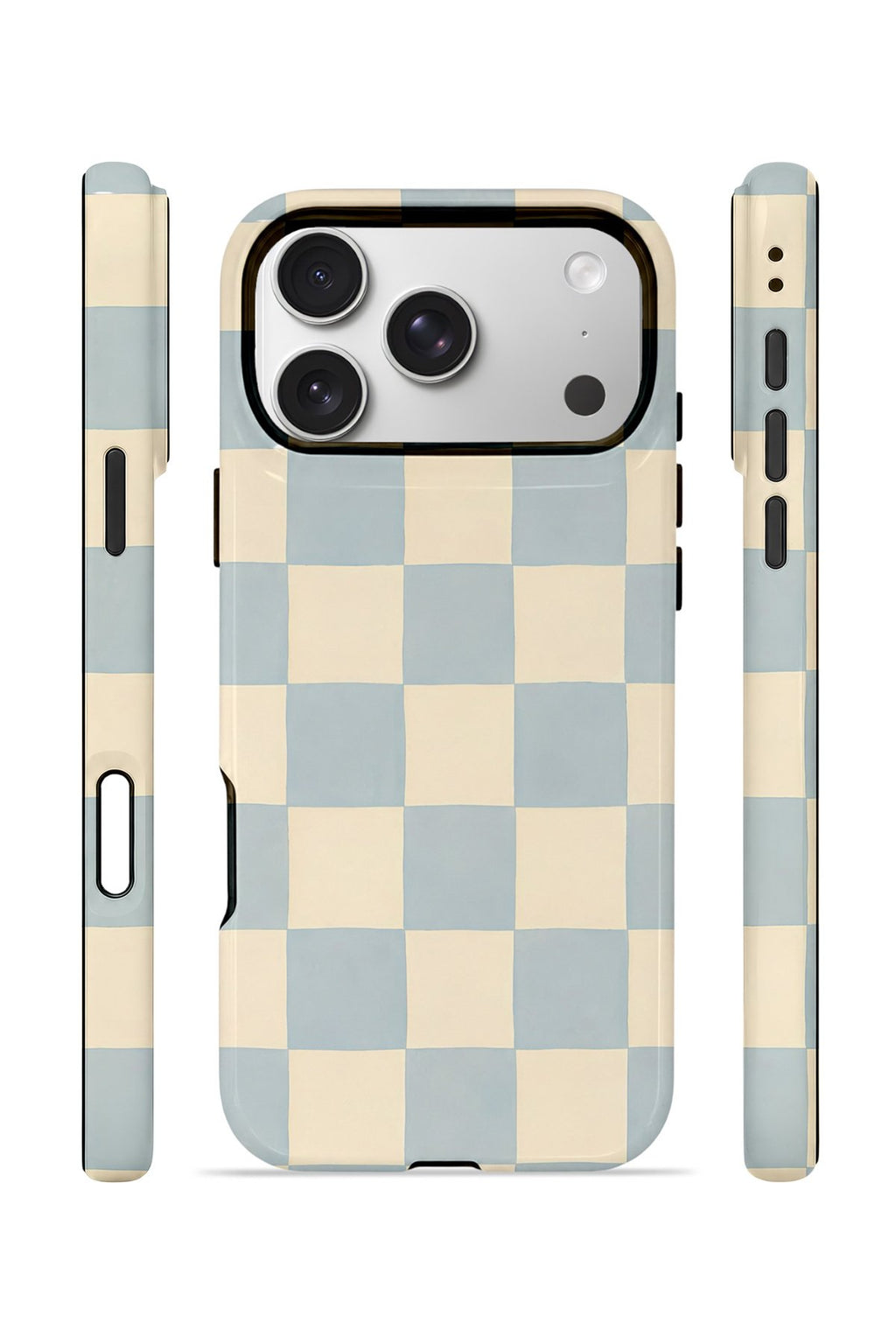iPhone 17 Pro Vorian Çift Katmanlı Kılıf Powder Blue Checker