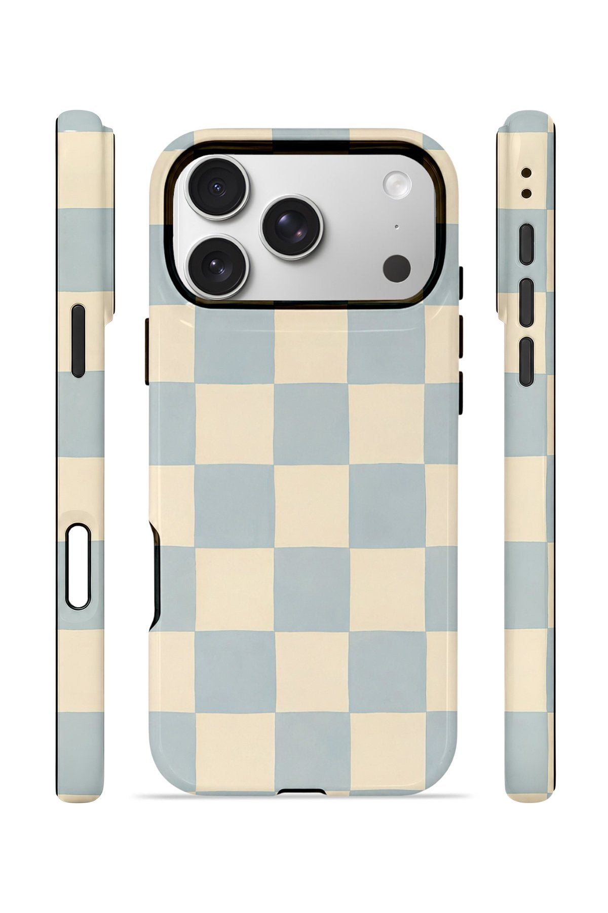 iPhone 17 Pro Vorian Çift Katmanlı Kılıf Powder Blue Checker