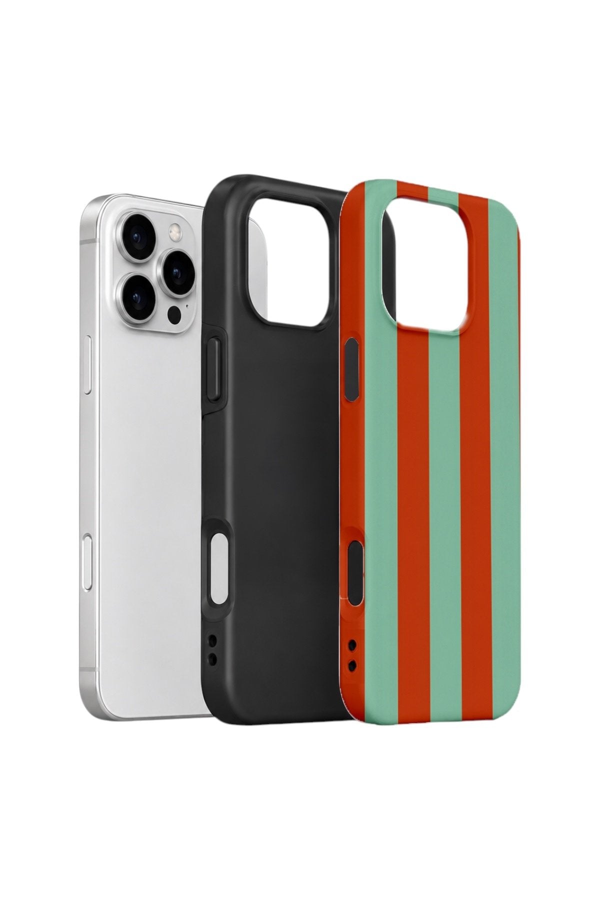 iPhone 16 Pro Max Vorian Çift Katmanlı Kılıf Terracotta Mint Stripe