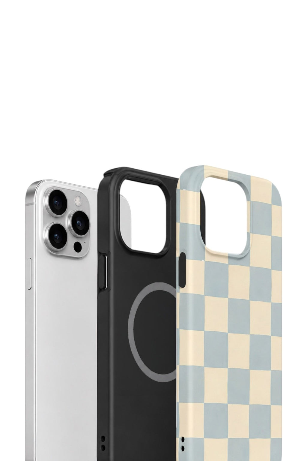 iPhone 14 Pro Vorian Çift Katmanlı MagSafe Kılıf Powder Blue Checker