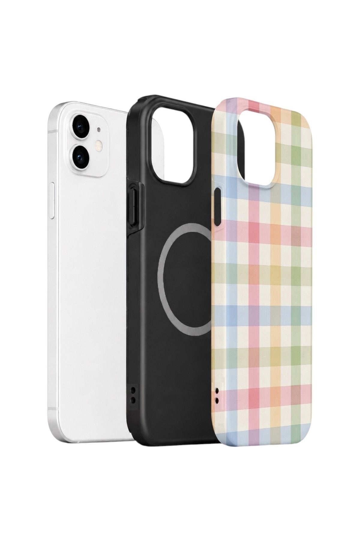 iPhone 11 Vorian Çift Katmanlı MagSafe Kılıf Pastel Gingham