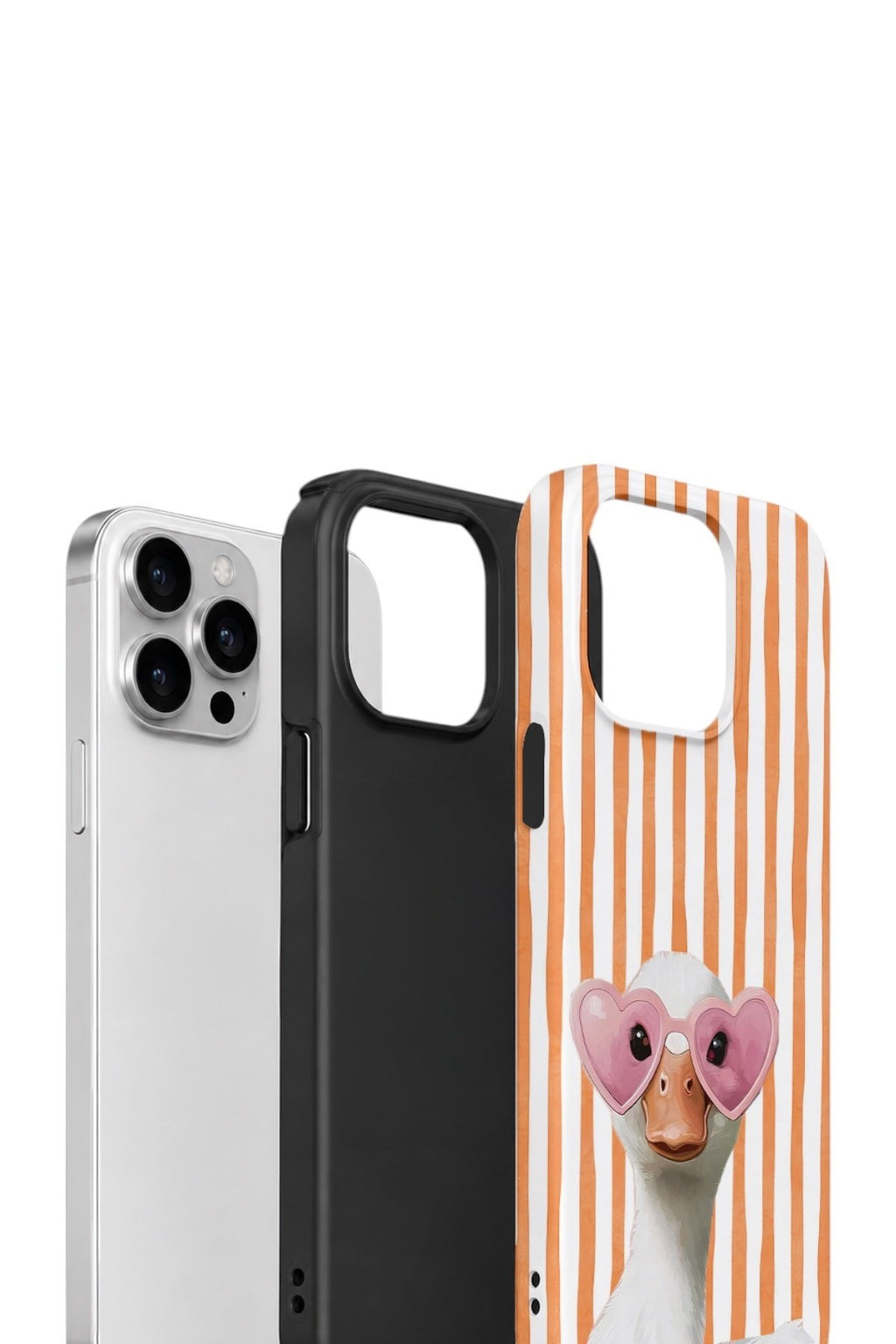 iPhone 12 Pro Vorian Çift Katmanlı Kılıf Heart Glasses Goose