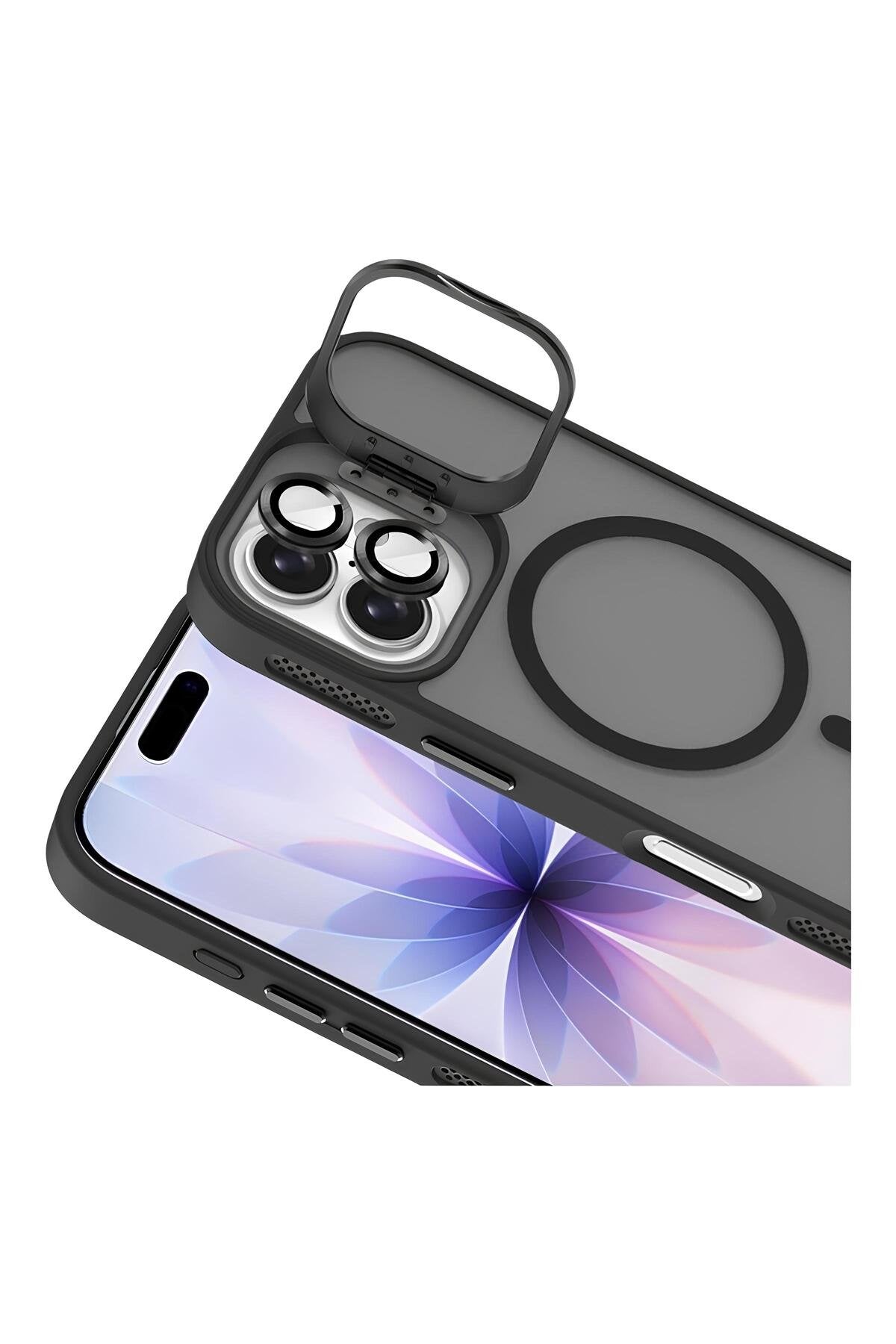 iPhone 17 6.3'' Cyrenn MagSafe Kılıf + Lens Koruyucu Mat Siyah