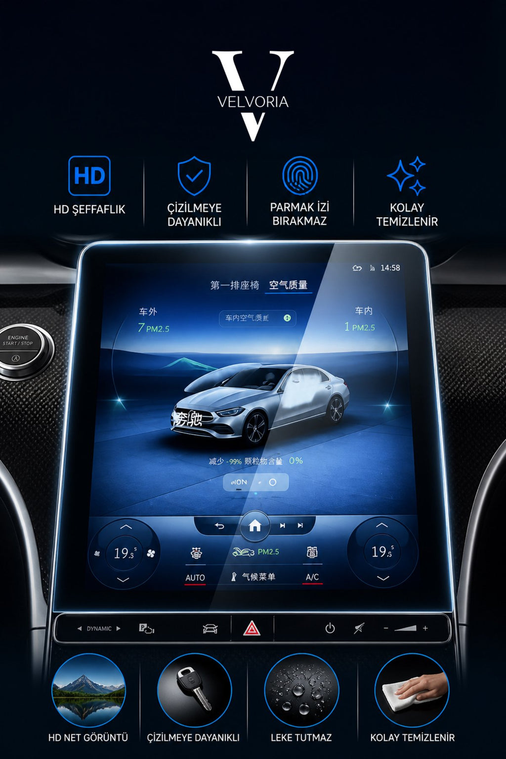 Mercedes Yeni C Seri 11.9 Inç Navigasyon Ve Bilgi Ekranı Anti Broken Nano Anti-Broken Koruyucu