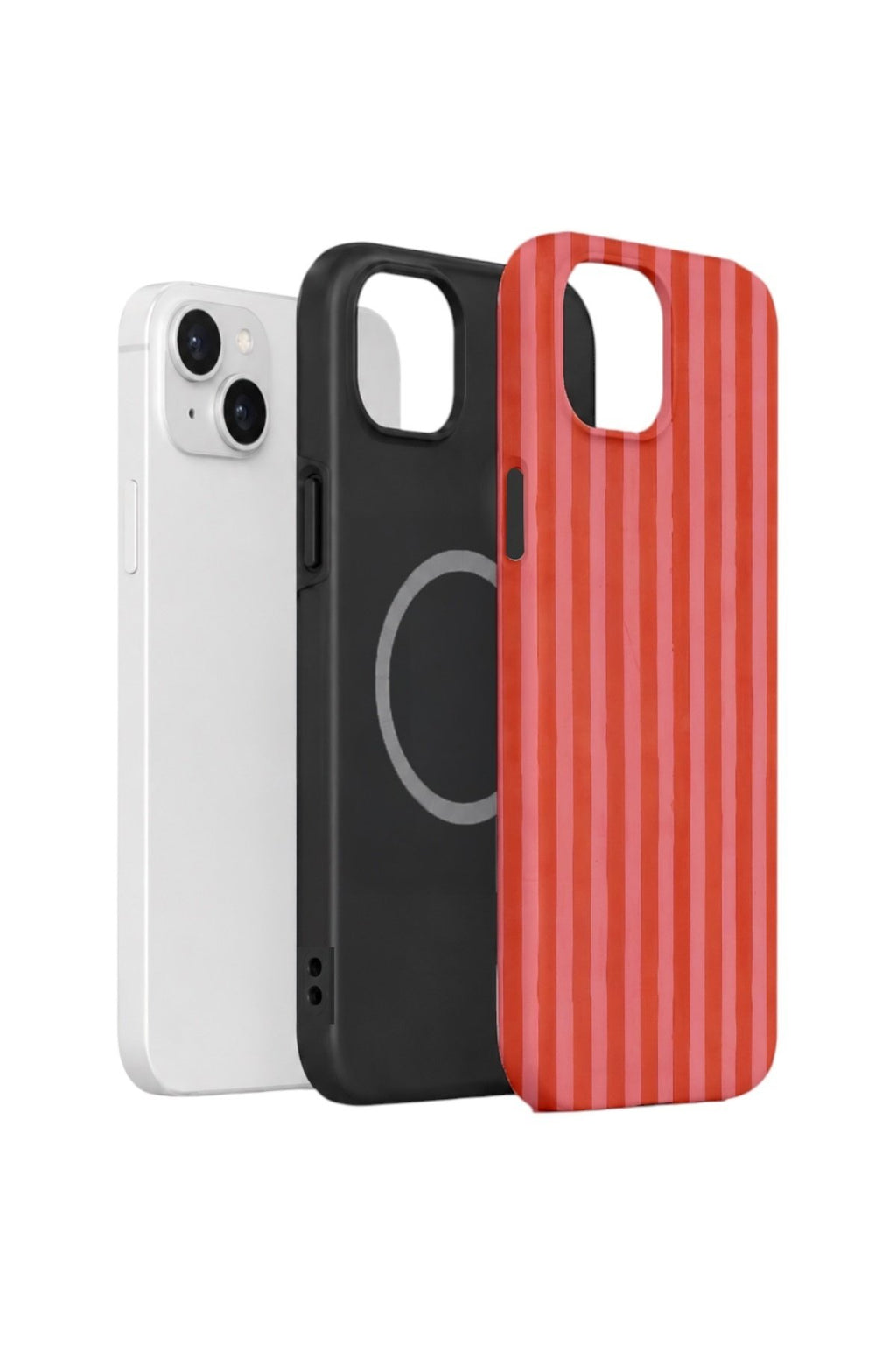 iPhone 15 Plus Vorian Çift Katmanlı MagSafe Kılıf Tomato Red Stripe