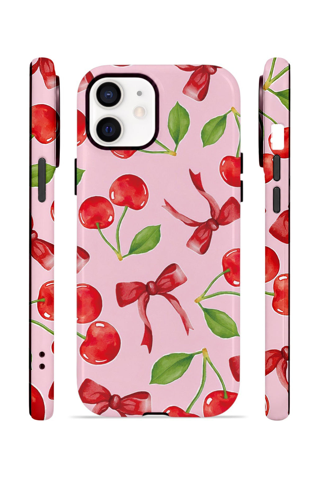 iPhone 12 Vorian Çift Katmanlı Kılıf Cherry Ribbon Garden