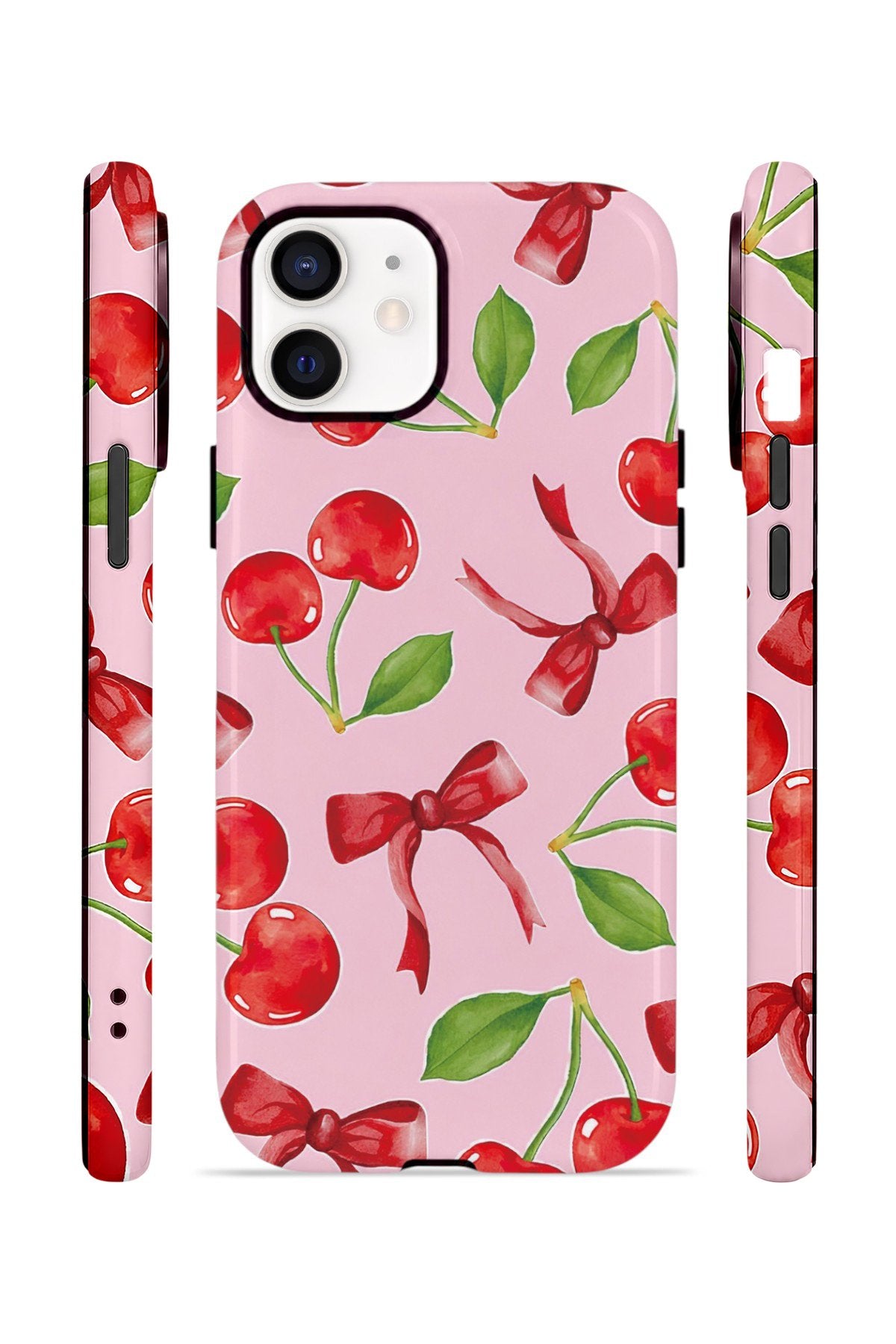 iPhone 12 Vorian Çift Katmanlı Kılıf Cherry Ribbon Garden