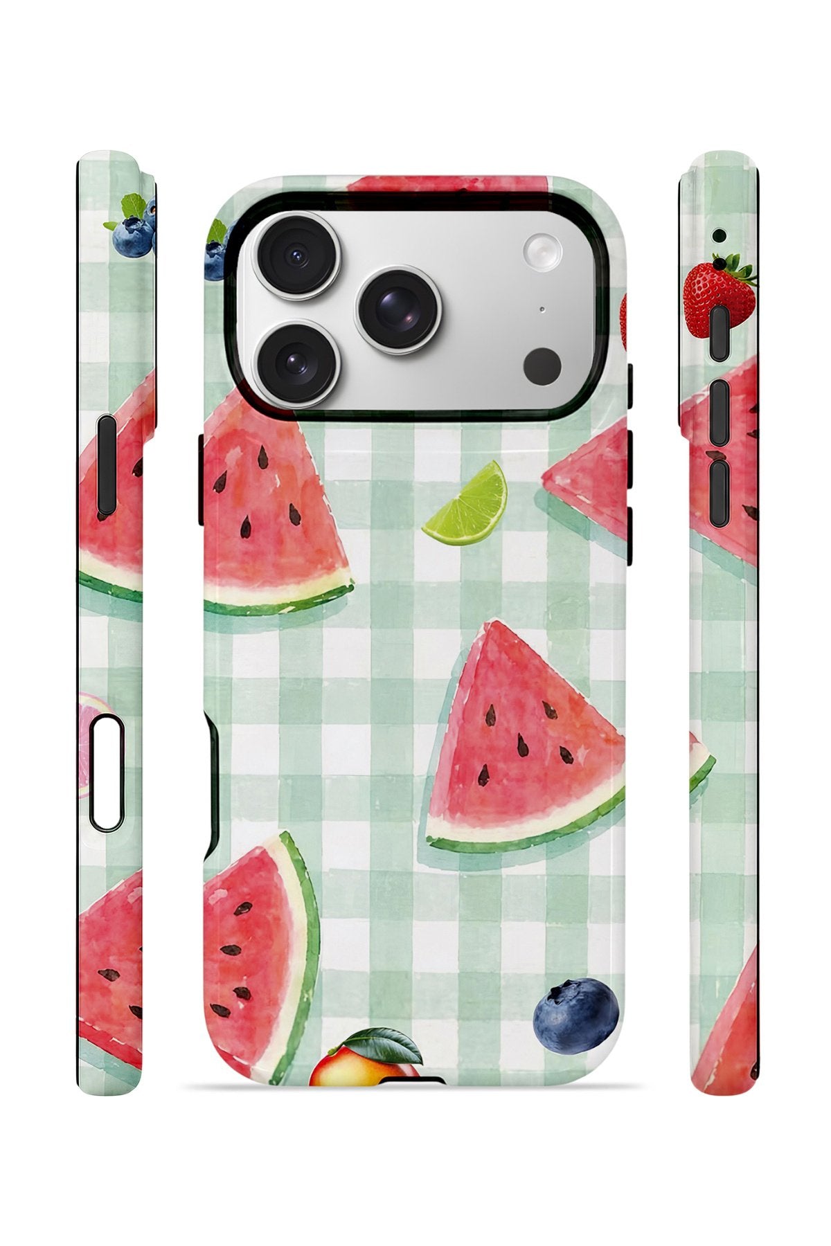 iPhone 17 Pro Vorian Çift Katmanlı MagSafe Kılıf Watermelon Picnic Gingham