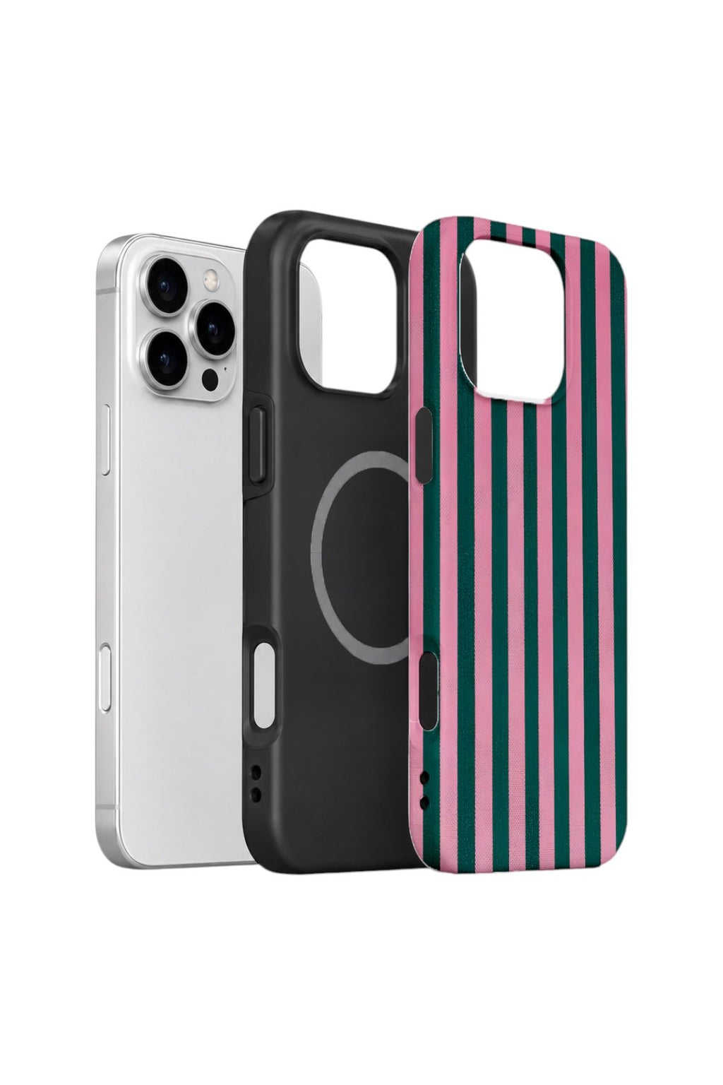 iPhone 16 Pro Max Vorian Çift Katmanlı MagSafe Kılıf Pink Navy Cabana