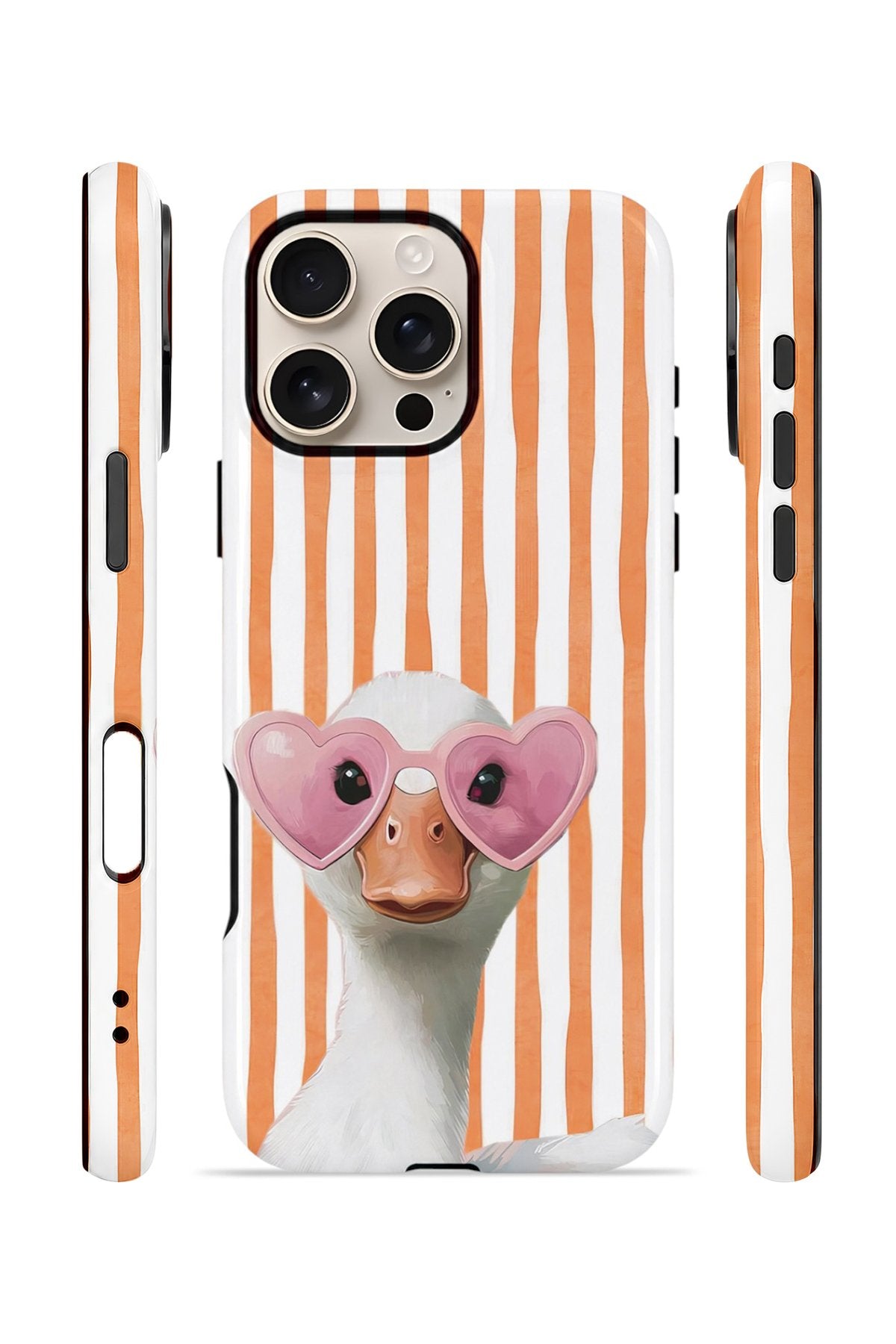 iPhone 16 Pro Vorian Çift Katmanlı MagSafe Kılıf Heart Glasses Goose