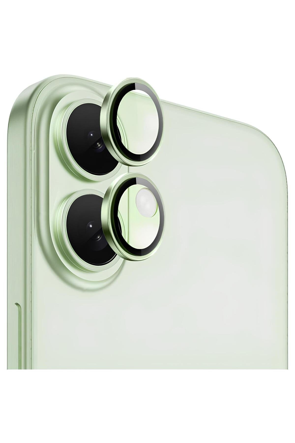 iPhone 16 Plus - 16 Metal Kamera Koruyucu Lens Yeşil