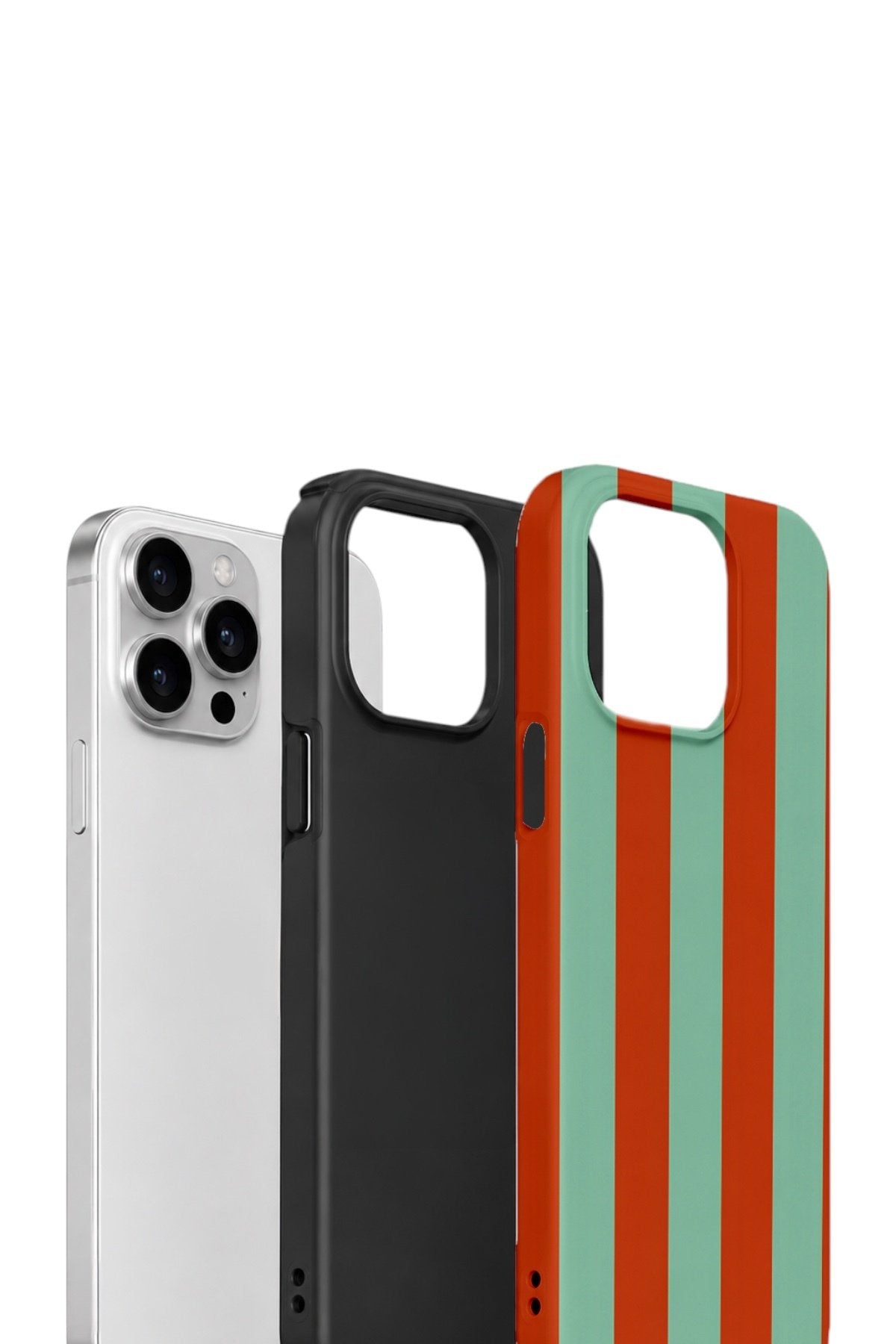 iPhone 14 Pro Vorian Çift Katmanlı Kılıf Terracotta Mint Stripe