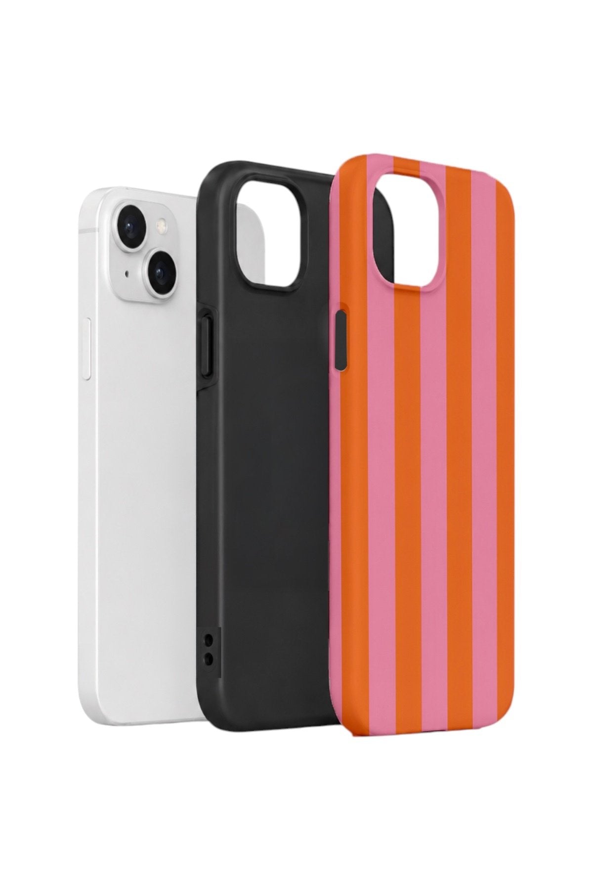 iPhone 15 Vorian Çift Katmanlı Kılıf Tangerine Rose Stripe