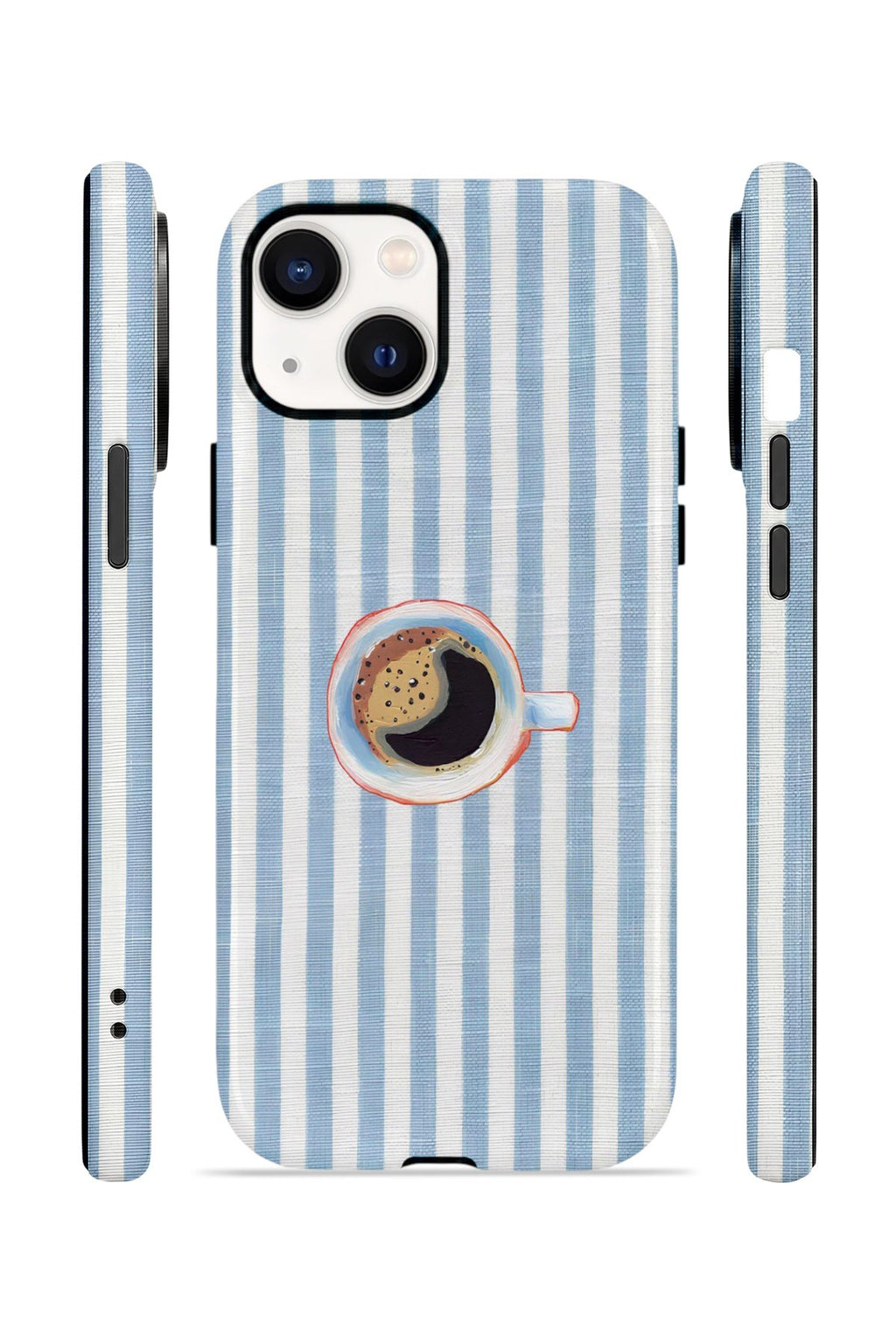 iPhone 14 Vorian Çift Katmanlı Kılıf Morning Coffee Stripe