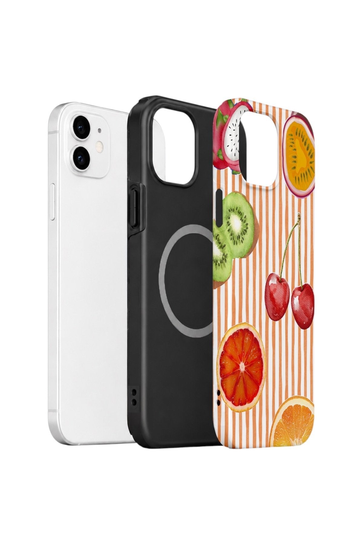 iPhone 12 Vorian Çift Katmanlı MagSafe Kılıf Tutti Frutti Stripe