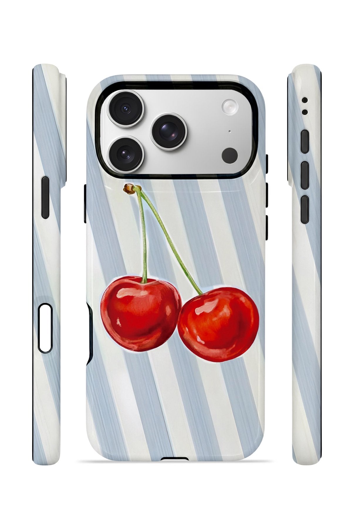 iPhone 17 Pro Max Vorian Çift Katmanlı MagSafe Kılıf Cherry Blue Stripe