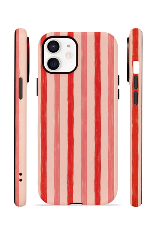 iPhone 11 Vorian Çift Katmanlı MagSafe Kılıf Coral Cream Stripe