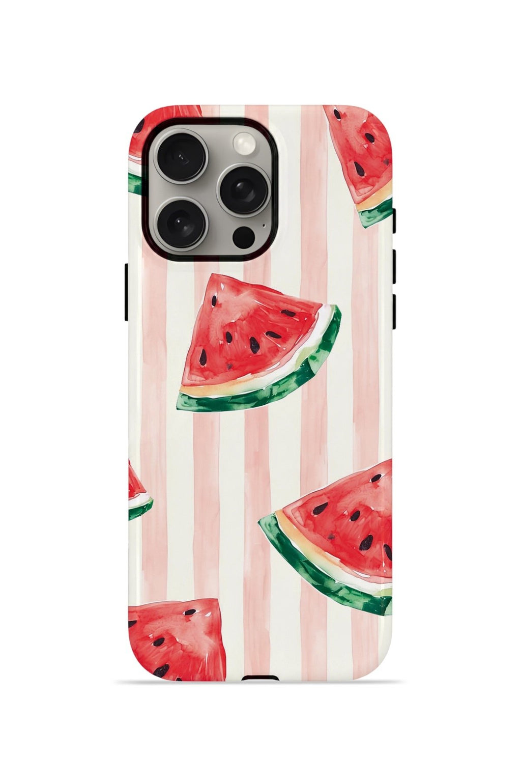 iPhone 15 Pro Vorian Çift Katmanlı Kılıf Watermelon Blush Stripe