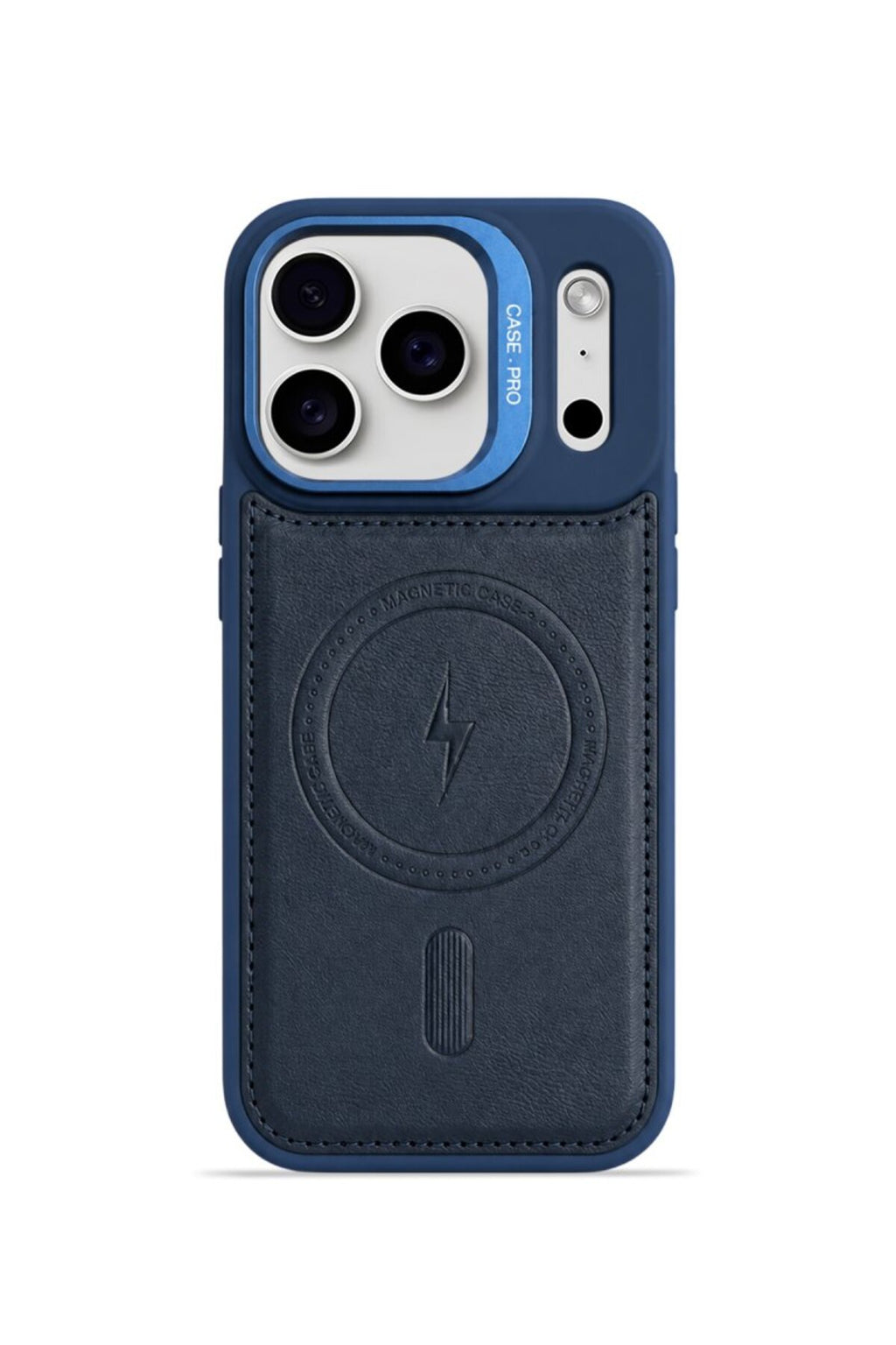 iPhone 17 Pro GripStand MagSafe Deri Kılıf Lacivert