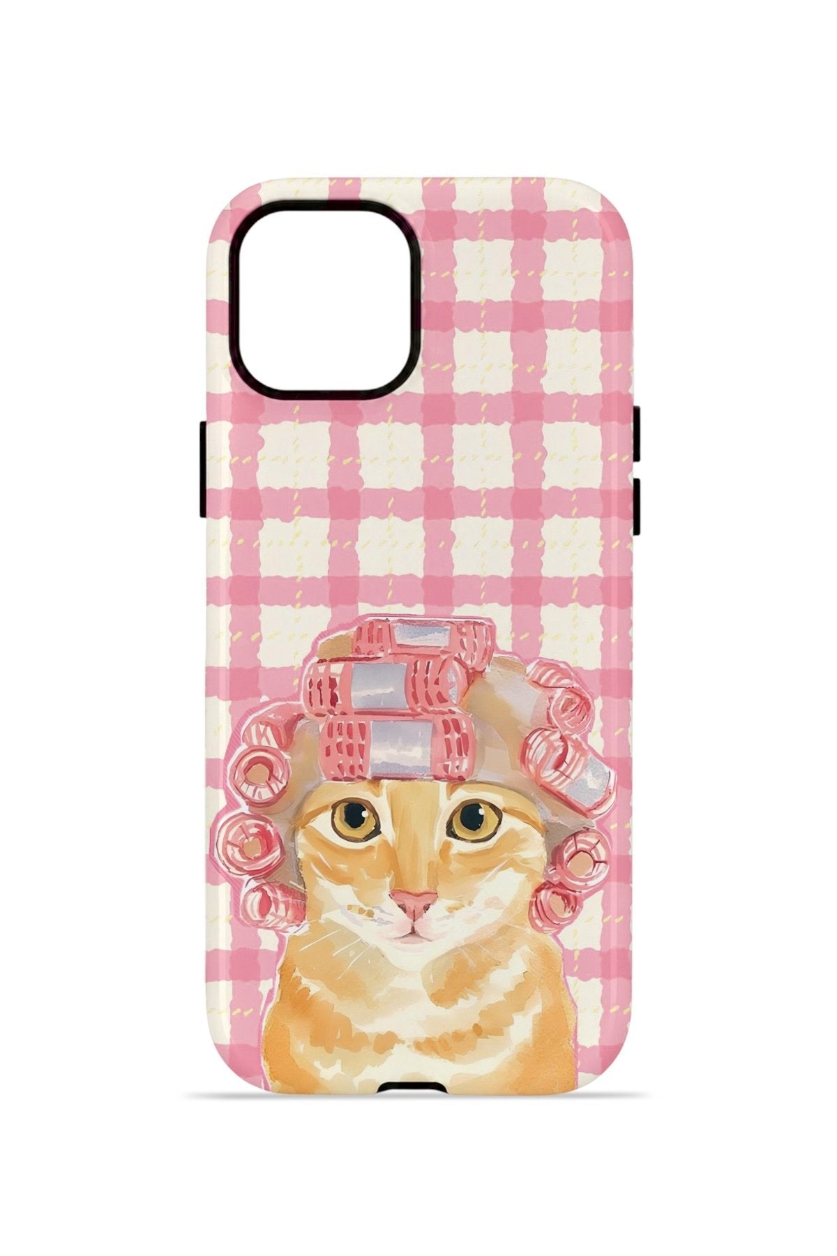 iPhone 12 Vorian Çift Katmanlı Kılıf Pink Picnic Cat