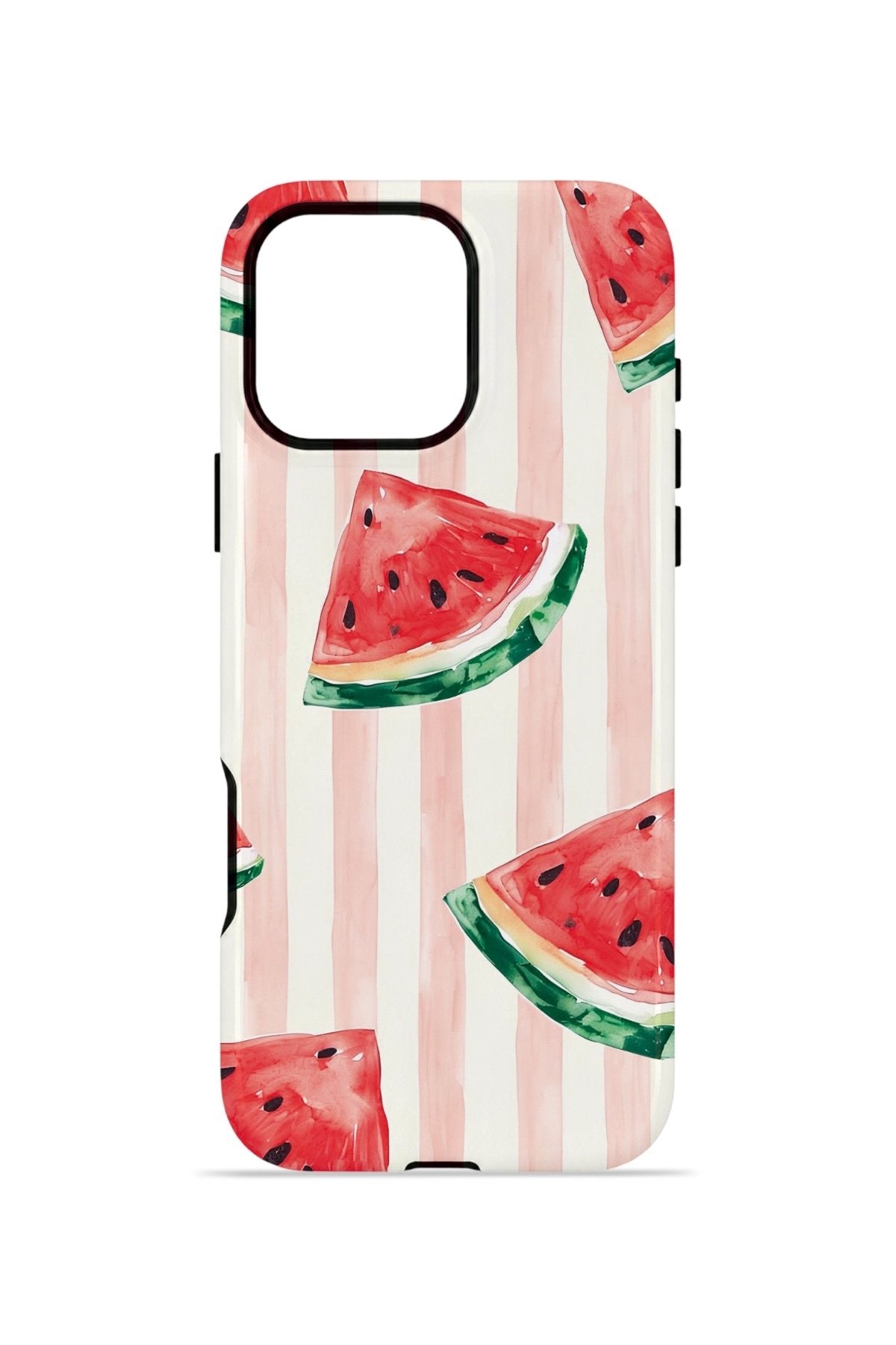 iPhone 16 Pro Max Vorian Çift Katmanlı Kılıf Watermelon Blush Stripe