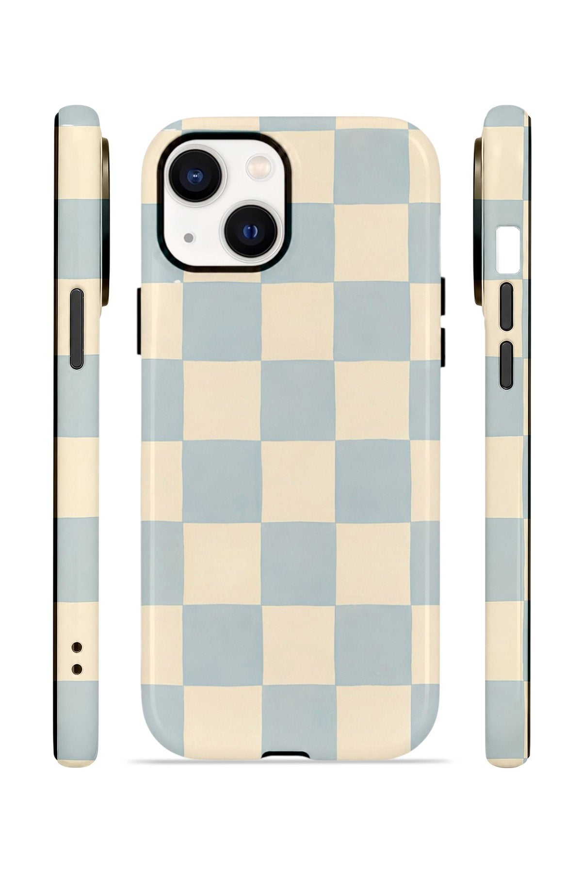 iPhone 13 Vorian Çift Katmanlı Kılıf Powder Blue Checker
