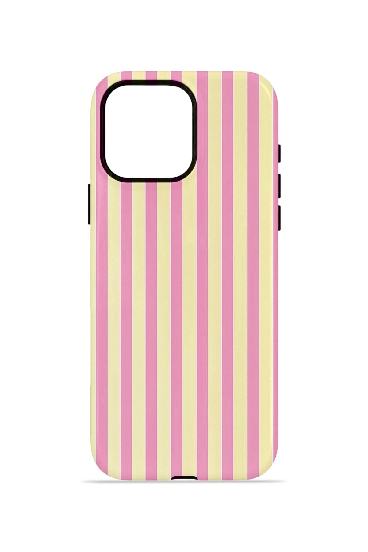 iPhone 15 Pro Max Vorian Çift Katmanlı Kılıf Pink Lemon Pinstripe