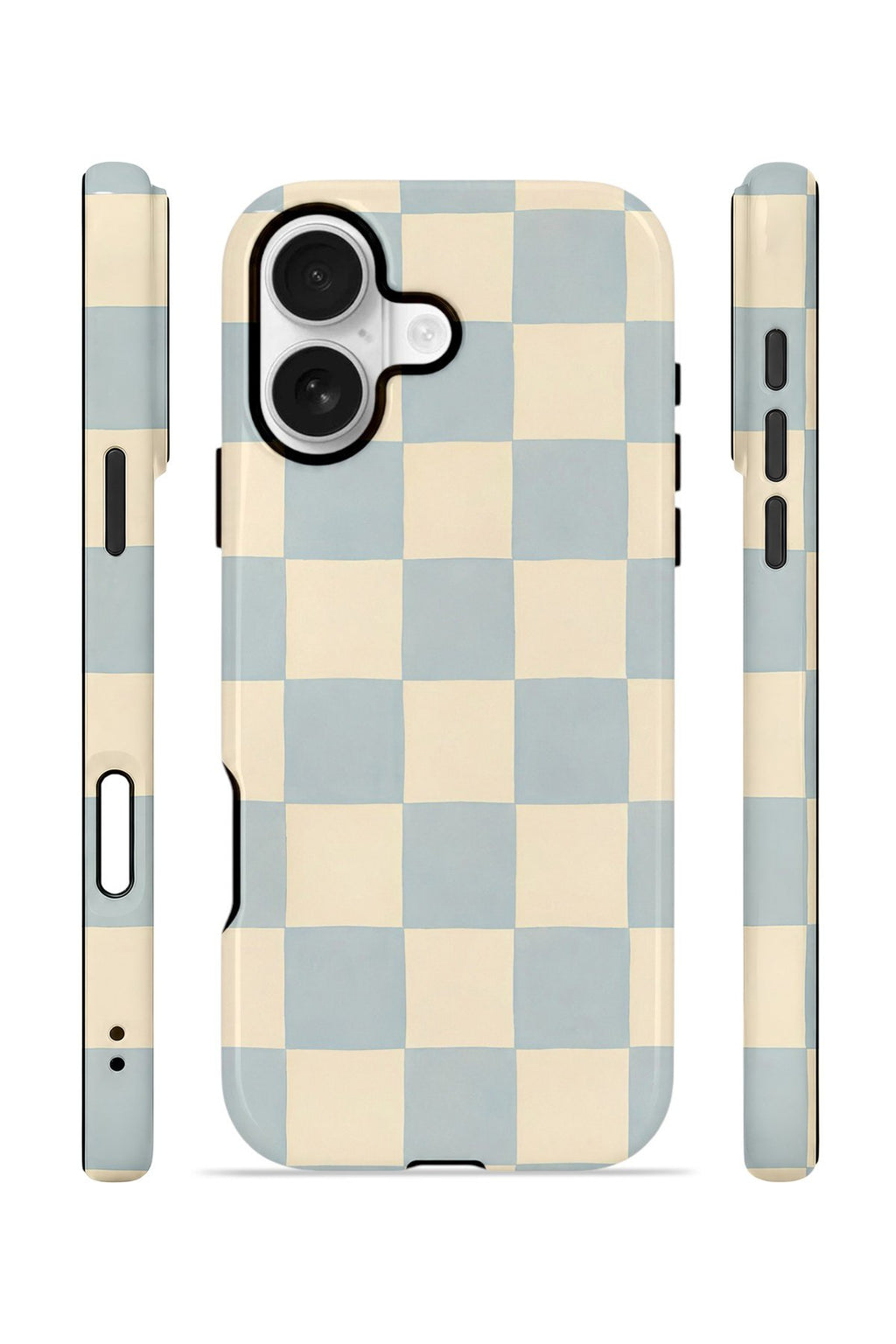 iPhone 16 Vorian Çift Katmanlı Kılıf Powder Blue Checker