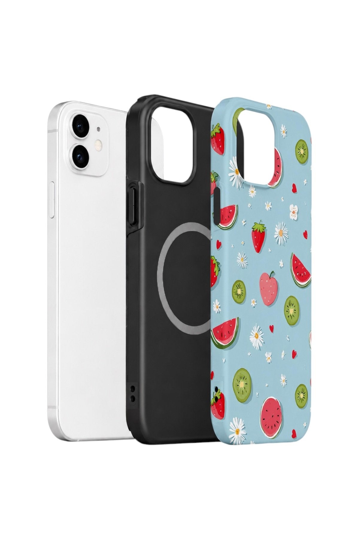 iPhone 12 Vorian Çift Katmanlı MagSafe Kılıf Fruit Confetti Sky