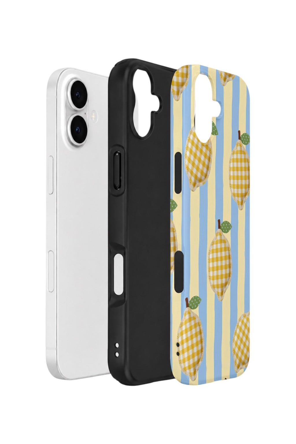 iPhone 16 Plus Vorian Çift Katmanlı Kılıf Gingham Lemon Grove