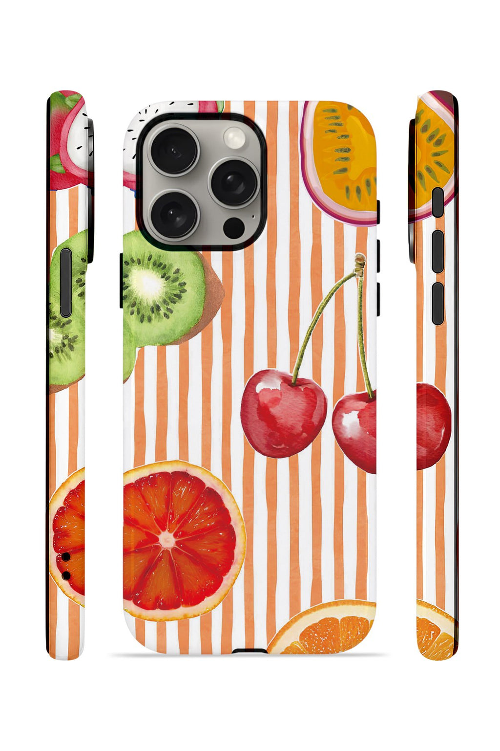 iPhone 15 Pro Max Vorian Çift Katmanlı Kılıf Tutti Frutti Stripe