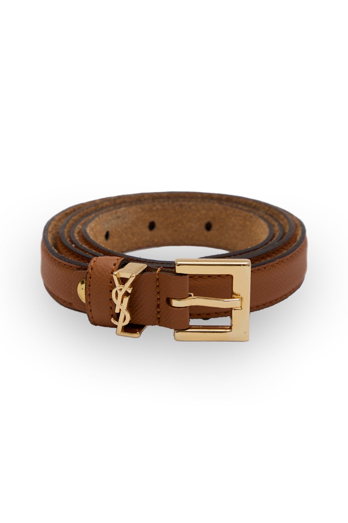 Kadın Taba Parlak Gold Tokalı İnce Deri Kemer