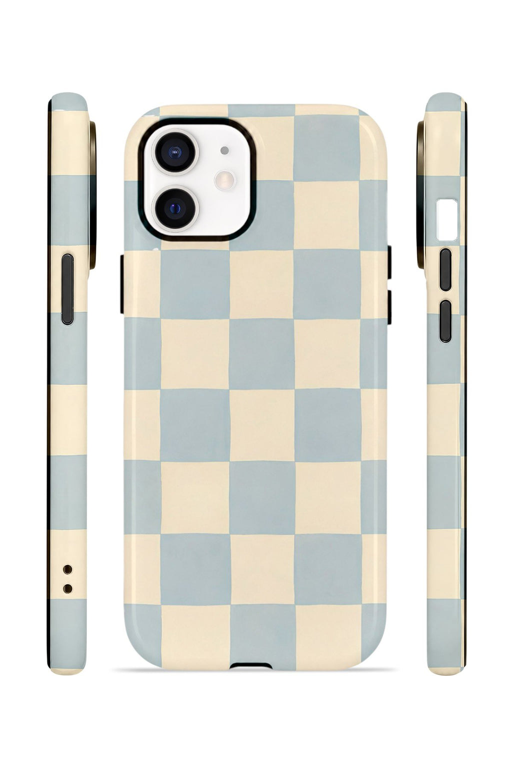 iPhone 12 Vorian Çift Katmanlı Kılıf Powder Blue Checker