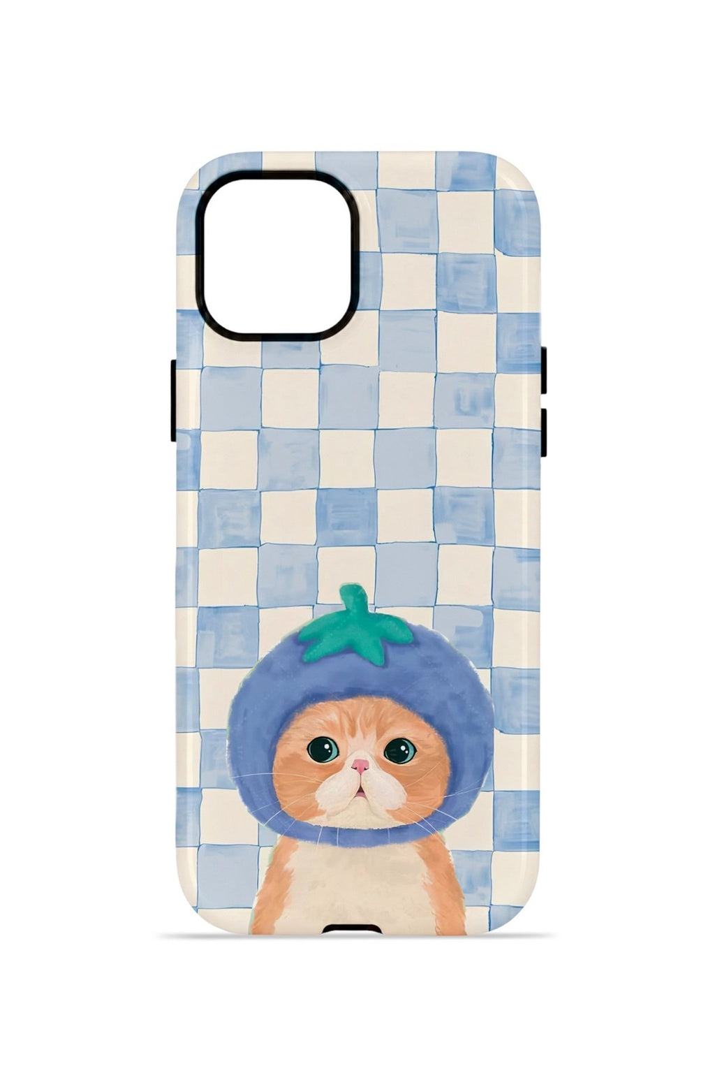 iPhone 14 Plus Vorian Çift Katmanlı Kılıf Blueberry Cat Check