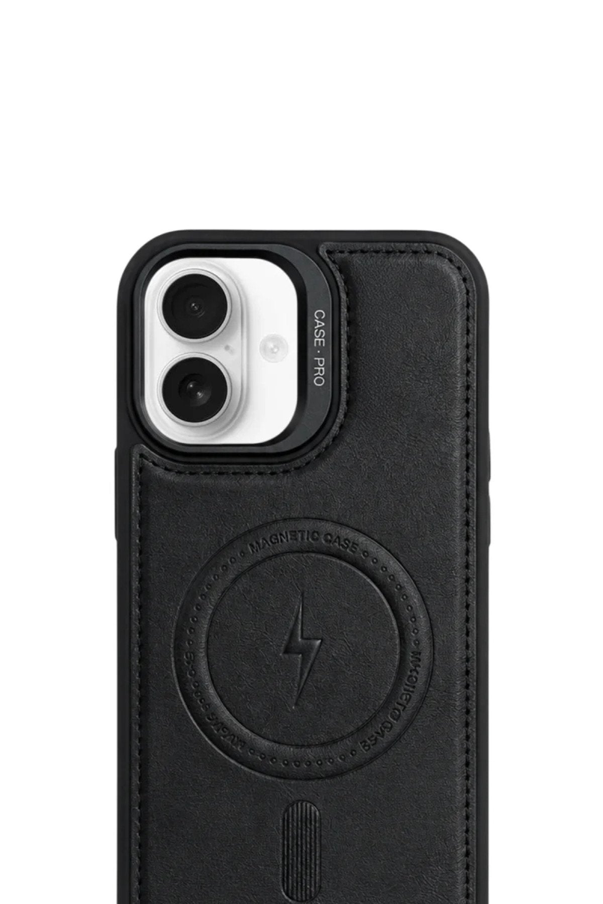 iPhone 17 GripStand MagSafe Deri Kılıf Siyah