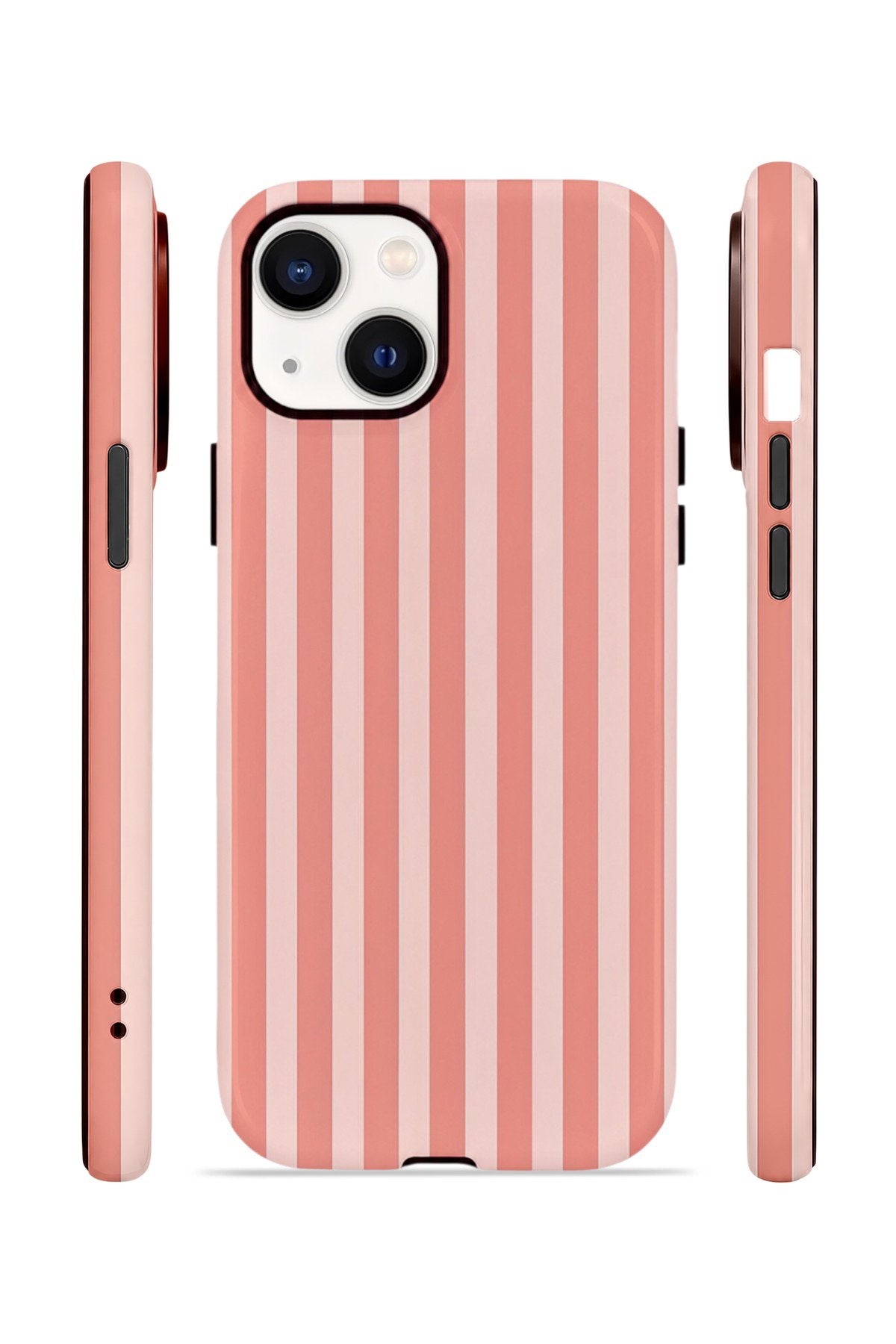 iPhone 15 Vorian Çift Katmanlı MagSafe Kılıf Coral Riviera Stripe