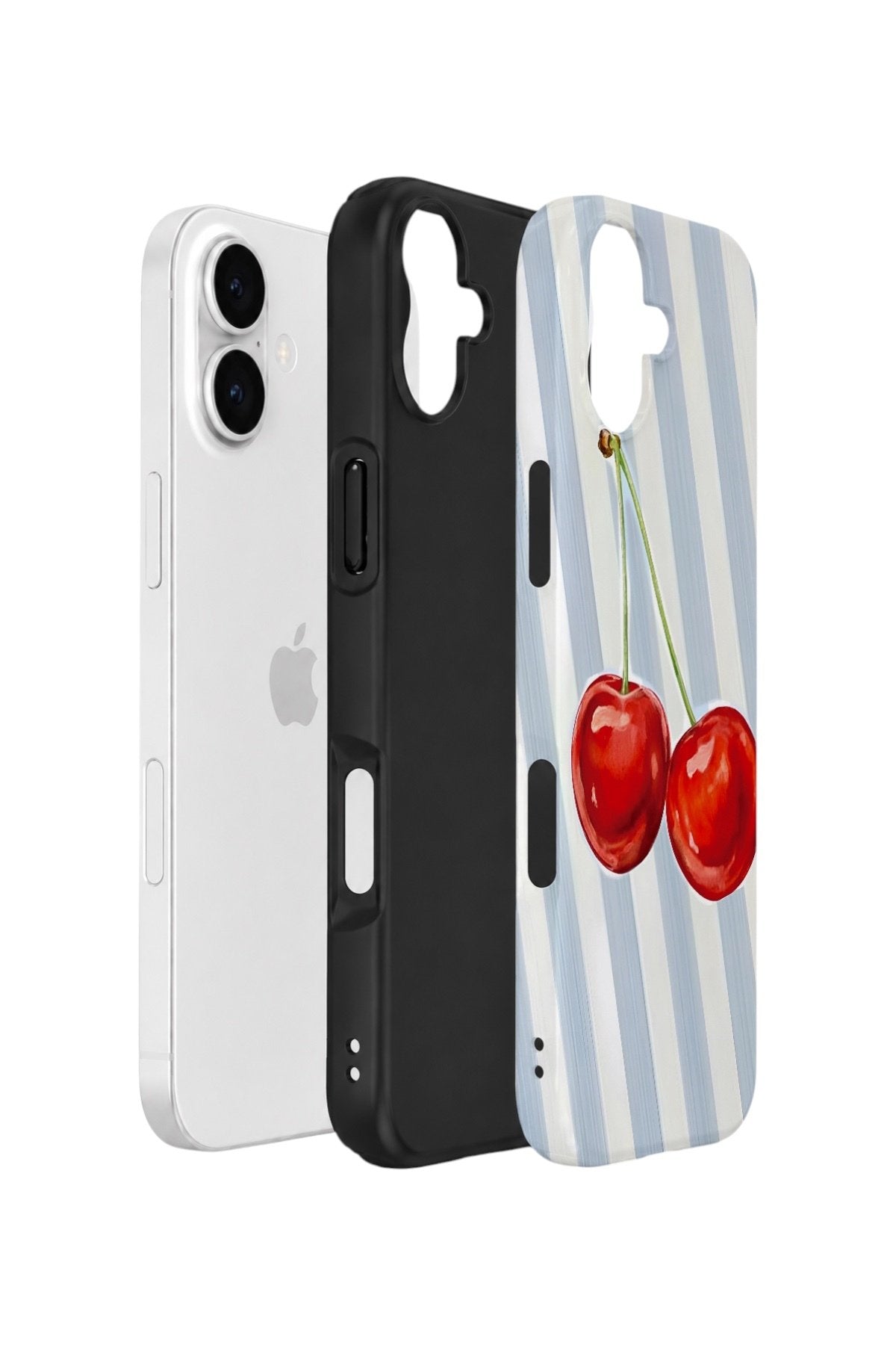 iPhone 16 Vorian Çift Katmanlı Kılıf Cherry Blue Stripe
