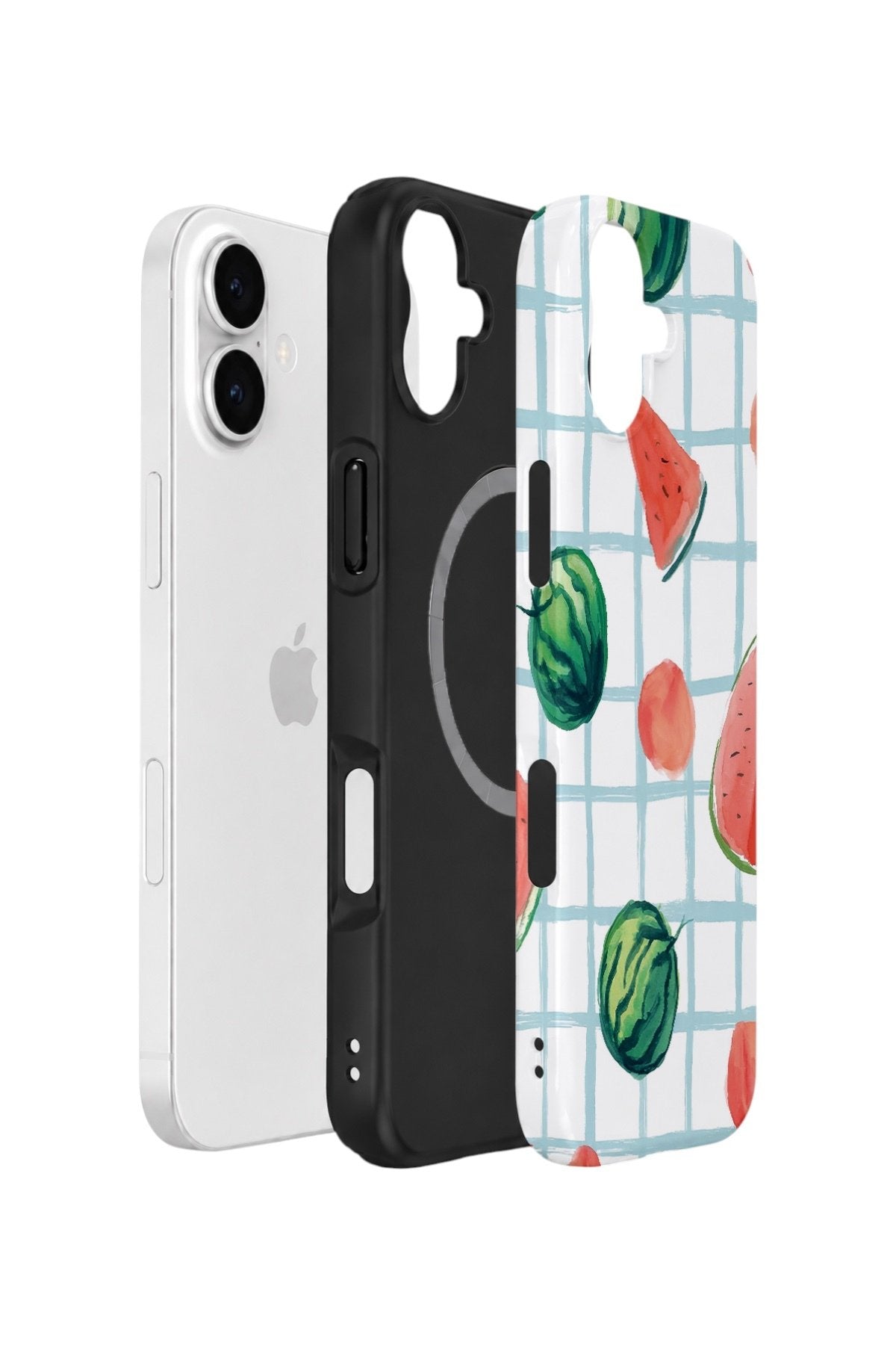 iPhone 16 Plus Vorian Çift Katmanlı MagSafe Kılıf Watermelon Grid