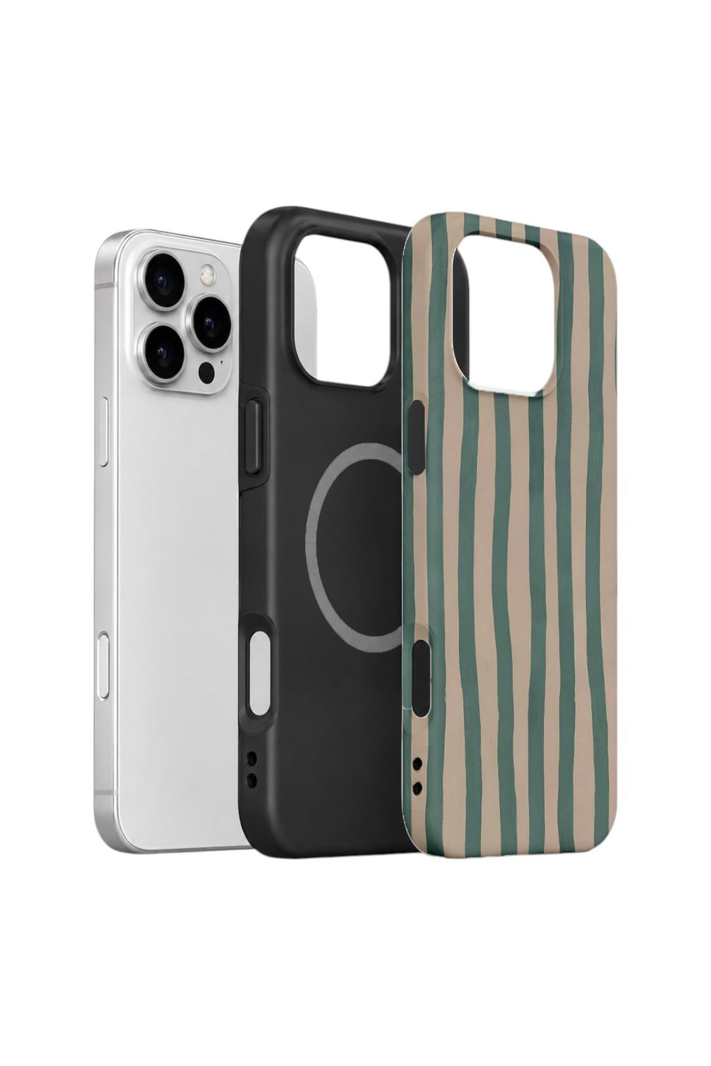 iPhone 16 Pro Vorian Çift Katmanlı MagSafe Kılıf Sage Riviera Stripe
